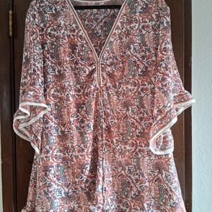 Max Studio Red and White Paisley Tunic